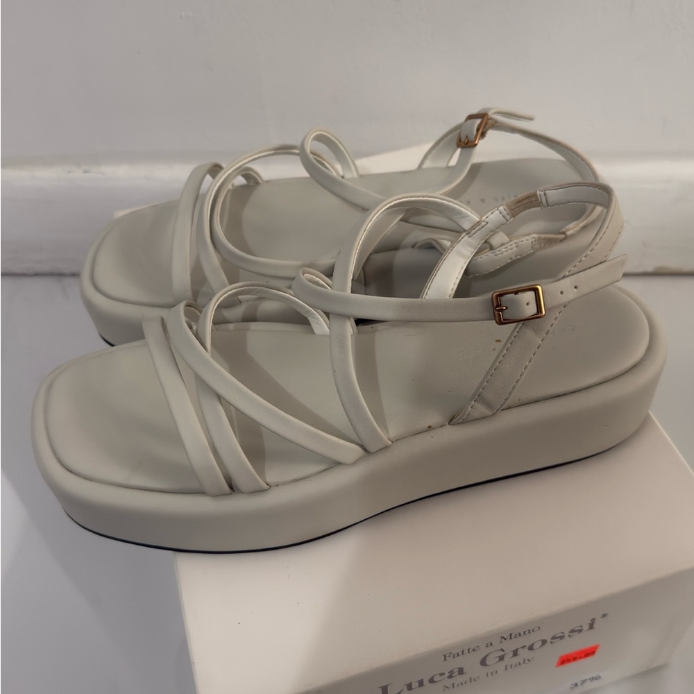 Charles & Keith Cream Strappy Platform Sandals